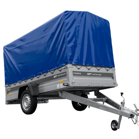 Anhänger 264x125 UNITRAILER FORCE 264 KIPP ungebremst mit H-1100 Spriegel und blauer Hochplane