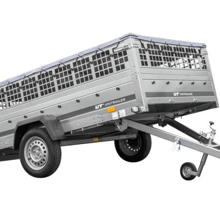 Anhänger 264x150 UNITRAILER GARDEN 265 KIPP mit Gitterwänden, H-0-Rahmen und grauer Plane