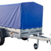 Anhänger Garden Trailer 200 KIPP 200x106 cm 750 kg [mit Hochspriegel, blauer Hochplane und Stützrad]