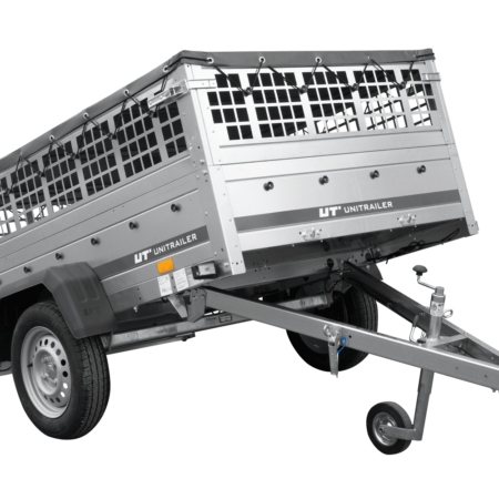 Autoanhänger 200x125 UNITRAILER GARDEN 201 KIPP mit Gitterwänden, H-0-Rahmen und grauer Plane
