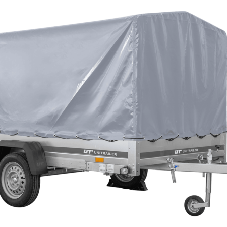 Autotransportanhänger auf Federn 264x150 UNITRAILER GARDEN 265/R KIPP mit H-1100 Rahmen und grauer Plane