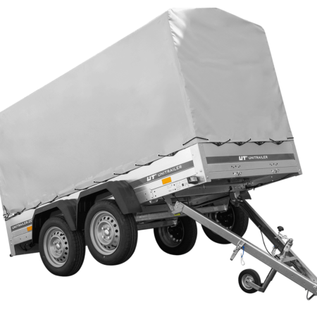 Der Anhänger Garden Trailer 264/2 KIPP MIT STÜTZRAD, H-1100-HOCHSPRIEGEL UND GRAUER PLANE