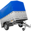 Einachsanhänger 200x125 UNITRAILER GARDEN 201 KIPP mit BIS-Seitenwänden, H-800-Rahmen und blauer Plane