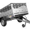 Einachsanhänger 200x125 UNITRAILER GARDEN 201 KIPP mit Gitterseitenwänden und grauer Abdeckung