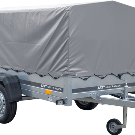 Einachsanhänger 230x125 UNITRAILER GARDEN 230 FD mit H-800-Rahmen und grauer Plane