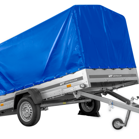 Einachsanhänger 264x150 UNITRAILER GARDEN 265 KIPP mit H-1100 Rahmen und blauer Plane