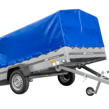 Einachsanhänger 264x150 UNITRAILER GARDEN 265 KIPP mit H-800 Rahmen und blauer Plane