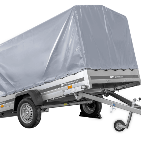 Einachsanhänger 264x150 UNITRAILER GARDEN 265 KIPP mit Rahmen H-1100 und grauer Plane