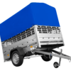 Einachsanhänger auf Federn 200x125 UNITRAILER GARDEN 201/R KIPP mit Gitterwänden, H-800-Rahmen und blauer Plane