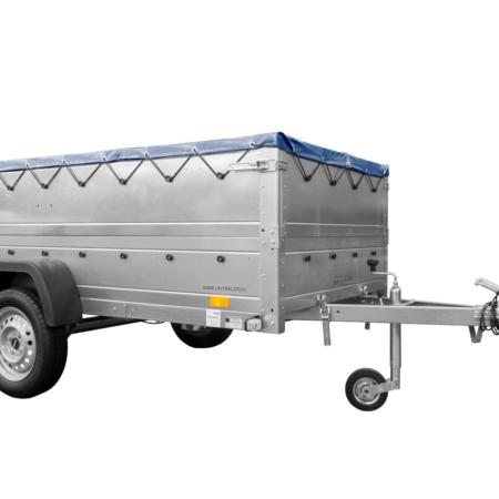 Einachsanhänger auf Federn 264x125 UNITRAILER GARDEN 264/R KIPP mit BIS-Seiten, H-0-Rahmen und blauer Plane