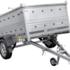 Einachsiger Anhänger auf Blattfedern 230x125 UNITRAILER GARDEN 230/R KIPP mit BIS-Seitenwänden und Aluminiumabdeckung