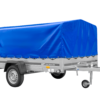 Einachsiger Anhänger auf Blattfedern 264x150 UNITRAILER GARDEN 265/R KIPP mit H-800 Rahmen und blauer Plane