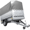 Einachsiger Federanhänger 230x125 UNITRAILER FORCE 230/R KIPP mit BIS-Seitenwänden, H-800-Rahmen und grauer Plane