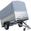 Führerschein B Anhänger GARDEN TRAILER 230 KIPP mit Stützrad, zusätzlichen Bordwänden, Hochplane und Hochspriegel H800 – 80 cm breite graue plane