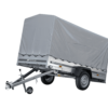 GARDEN TRAILER 264 KIPP MIT STÜTZRAD, H1100-HOCHSPRIEGEL UND GRAUER PLANE