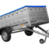 Großer Anhänger 750 kg GARDEN TRAILER 264 KIPP mit Bordwandaufsatz [zusätzliche 40 cm], Stützrad und blauer Flachplane