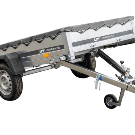 Kipper Pkw Anhänger Garden Trailer 230 KIPP [230 cm x 125 cm] mit Flachplane, Stützrad und Planenträger