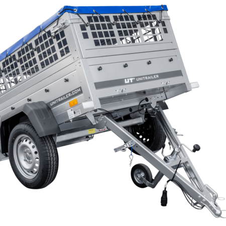 Kompakter Anhänger Garden Trailer 150 KIPP 150x106 cm 750 kg mit Laubgitteraufsatz