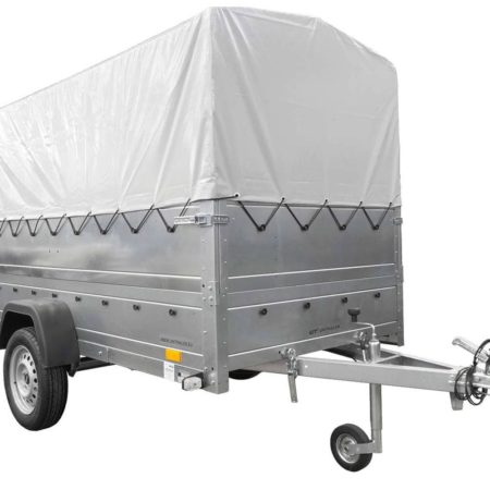 Leichtanhänger auf Federn 264x125 UNITRAILER GARDEN 264/R KIPP mit BIS-Seiten, H-800-Rahmen und grauer Plane