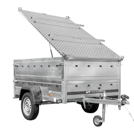 Leichter Anhänger 200x125 UNITRAILER GARDEN 201 KIPP mit BIS-Seitenwänden und Aluminiumabdeckung