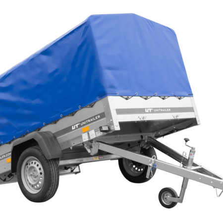 Leichter Anhänger 200x125 UNITRAILER GARDEN 201 KIPP mit H-800 Rahmen und blauer Plane