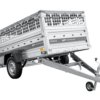 Leichter Anhänger auf Federn 230x125 UNITRAILER FORCE 230/R KIPP mit Gitterwänden, H-0-Rahmen und grauer Plane