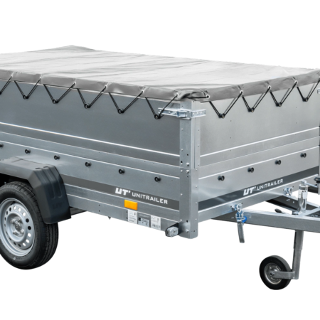 PKW-Anhänger auf Federn 230x125 UNITRAILER GARDEN 230/R KIPP mit BIS-Seiten, H-0-Rahmen und grauer Plane
