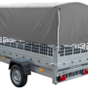 PKW-Anhänger auf Federn 230x125 UNITRAILER GARDEN 230/R KIPP mit Netzwänden, H-800-Rahmen und grauer Plane