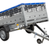Pkw Transport Anhänger 230x125 Garden Trailer 230 KIPP mit Laubgitteraufsatz, blauer Flachplane und Stützrad