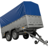 UNITRAILER GARDEN TRAILER 264/2 KIPP Doppelachsanhänger mit Stützrad, zusätzlichen Bordwänden, Spriegel und hoher Plane