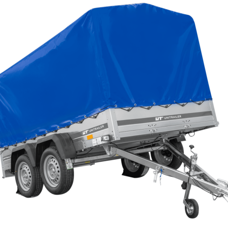 Zweiachsanhänger 264x150 UNITRAILER GARDEN 265/2 KIPP mit Rahmen H-1100 und blauer Plane