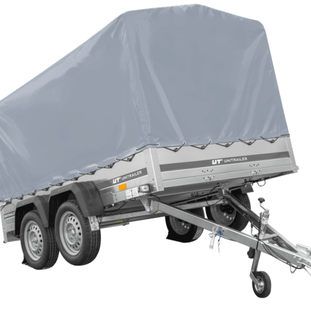 Zweiachsanhänger 264x150 UNITRAILER GARDEN 265/2 KIPP mit Rahmen H-1100 und grauer Plane